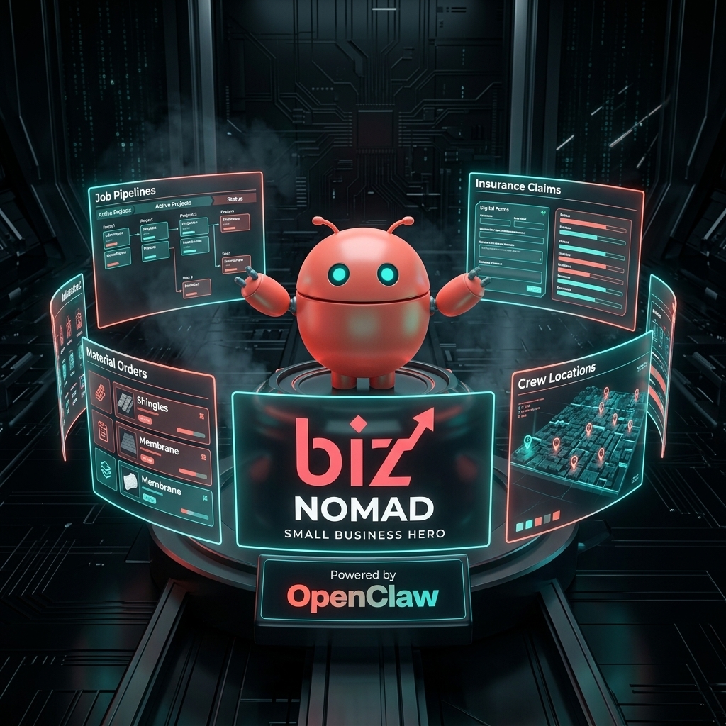 OpenClaw mascot orchestrating roofing lead analytics and follow-ups