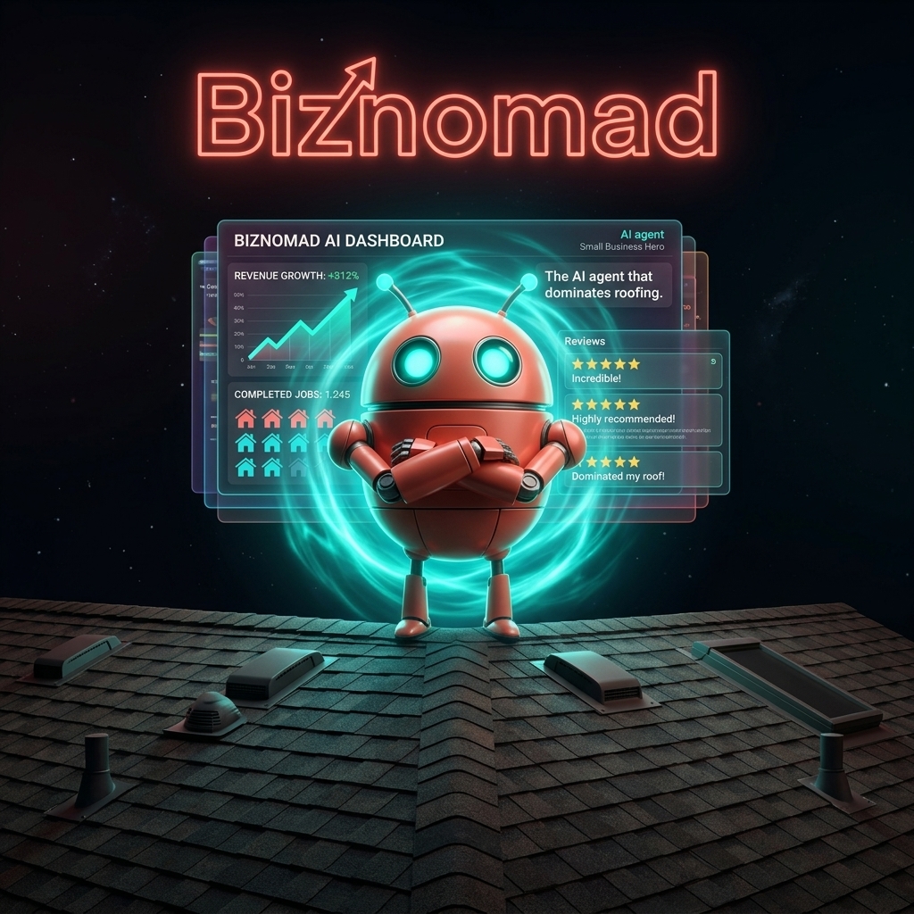 OpenClaw mascot in roofing command center with revenue dashboards trending up